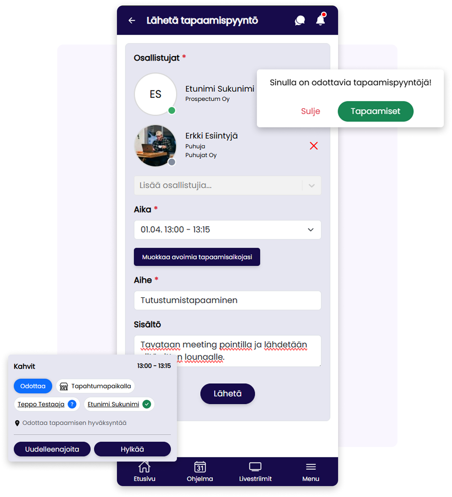 Eventoksen tapaamistyökalu